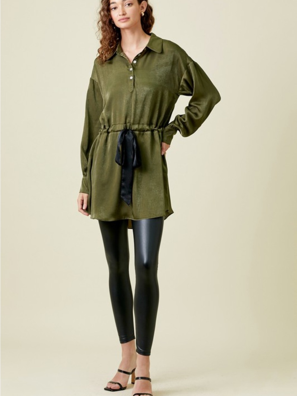 Tie Waist Dolman Sleeve Tunic - Picture 2 of 9